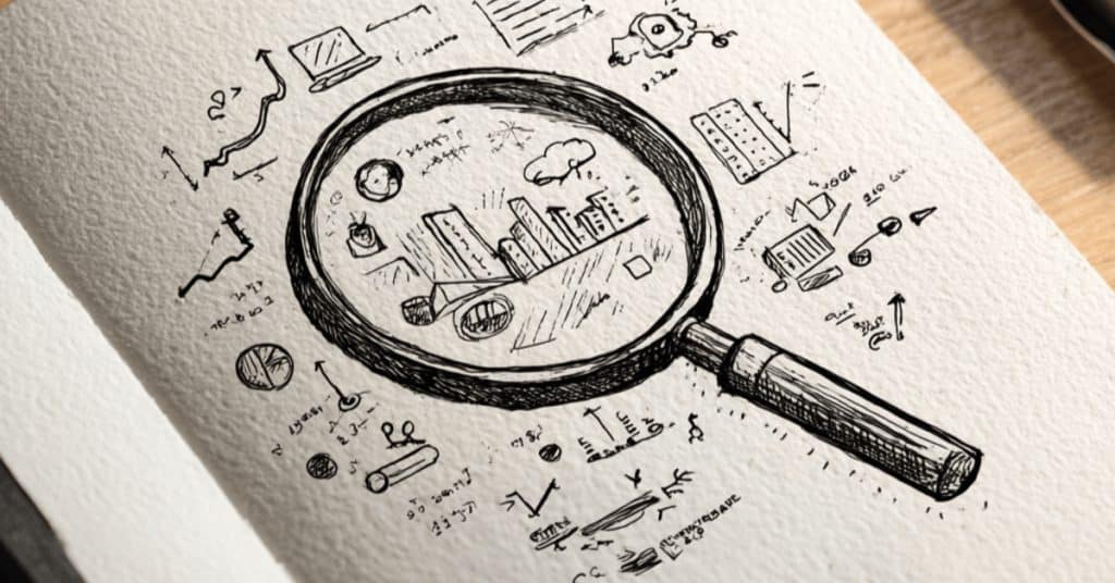Competitor analysis services visual concept with strategy icons